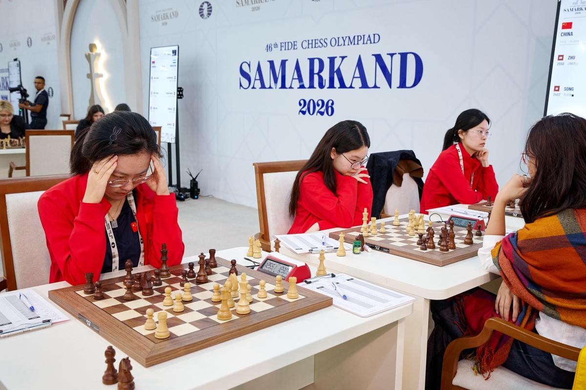 Las jugadoras de China durante la última ronda de la Olimpiada femenina de 2026